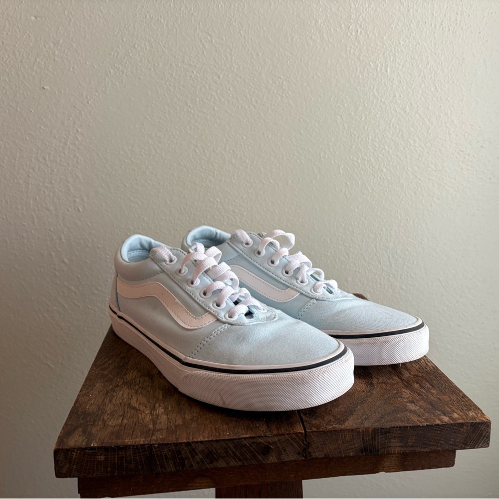 White and Light Blue Vans